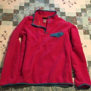 Patagonia quarter snap up sweater. Pink & teal. L.